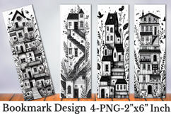 Whimsical Bookshop Coloring Bookmarks Product Image 1