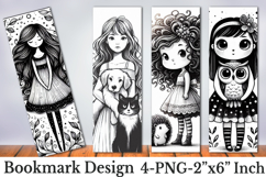 Whimsical Girl &amp; Animal Coloring Bookmarks Product Image 1