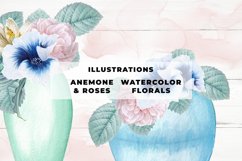 Watercolor Anemone and Pink Ilustrations Product Image 1