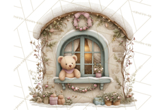 Cozy Christmas Village Window Clipart PNG for Crafts Product Image 3