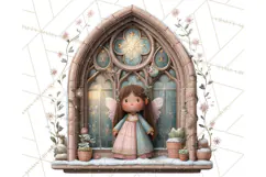 Cozy Christmas Village Window Clipart PNG for Crafts Product Image 4