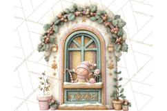 Cozy Christmas Village Window Clipart PNG for Crafts Product Image 2