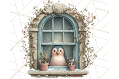 Cozy Christmas Village Window Clipart PNG for Crafts Product Image 3