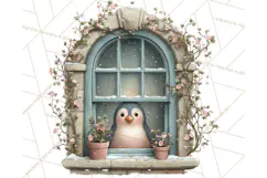 Cozy Christmas Village Window Clipart PNG for Crafts Product Image 3