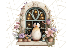 Cozy Christmas Village Window Clipart PNG for Crafts Product Image 5