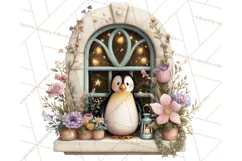 Cozy Christmas Village Window Clipart PNG for Crafts Product Image 5
