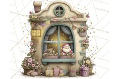 Cozy Christmas Village Window Clipart PNG for Crafts Product Image 2