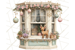 Cozy Christmas Village Window Clipart PNG for Crafts Product Image 3
