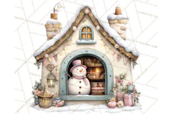 Cozy Christmas Village Window Clipart PNG for Crafts Product Image 3