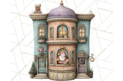 Cozy Christmas Village Window Clipart PNG for Crafts Product Image 5