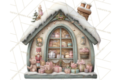 Cozy Christmas Village Window Clipart PNG for Crafts Product Image 2