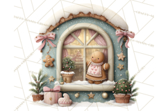 Cozy Christmas Village Window Clipart PNG for Crafts Product Image 4