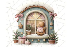 Cozy Christmas Village Window Clipart PNG for Crafts Product Image 4