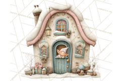Cozy Christmas Village Window Clipart PNG for Crafts Product Image 5