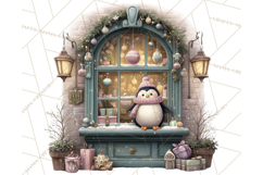Cozy Christmas Village Window Clipart PNG for Crafts Product Image 4