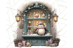 Cozy Christmas Village Window Clipart PNG for Crafts Product Image 4