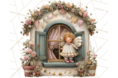 Cozy Christmas Village Window Clipart PNG for Crafts Product Image 5