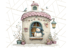 Cozy Christmas Village Window Clipart PNG for Crafts Product Image 4