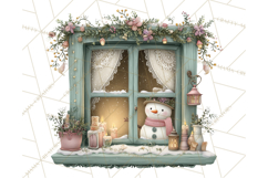 Cozy Christmas Village Window Clipart PNG for Crafts Product Image 3