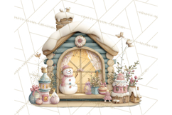Cozy Christmas Village Window Clipart PNG for Crafts Product Image 4
