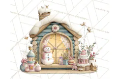 Cozy Christmas Village Window Clipart PNG for Crafts Product Image 4