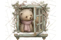 Cozy Christmas Village Window Clipart PNG for Crafts Product Image 3