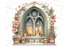 Cozy Christmas Village Window Clipart PNG for Crafts Product Image 4