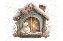 Cozy Christmas Village Window Clipart PNG for Crafts Product Image 5