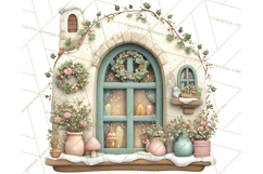 Cozy Christmas Village Window Clipart PNG for Crafts Product Image 2