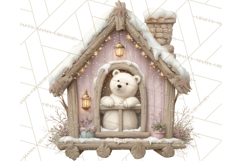 Cozy Christmas Village Window Clipart PNG for Crafts Product Image 3