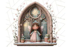 Cozy Christmas Village Window Clipart PNG for Crafts Product Image 2