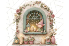 Cozy Christmas Village Window Clipart PNG for Crafts Product Image 3