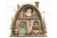 Cozy Christmas Village Window Clipart PNG for Crafts Product Image 4