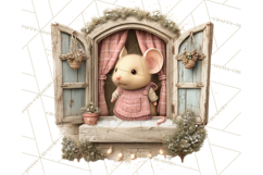 Cozy Christmas Village Window Clipart PNG for Crafts Product Image 5