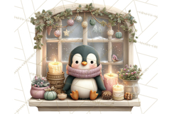 Cozy Christmas Village Window Clipart PNG for Crafts Product Image 2