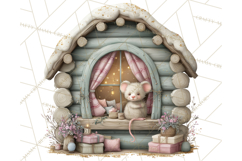 Cozy Christmas Village Window Clipart PNG for Crafts Product Image 2