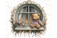 Cozy Christmas Village Window Clipart PNG for Crafts Product Image 3