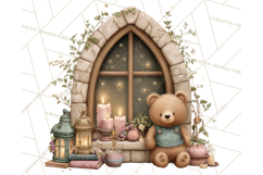 Cozy Christmas Village Window Clipart PNG for Crafts Product Image 4