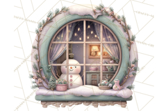 Cozy Christmas Village Window Clipart PNG for Crafts Product Image 5