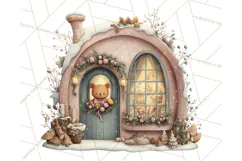 Cozy Christmas Village Window Clipart PNG for Crafts Product Image 2