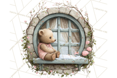 Cozy Christmas Village Window Clipart PNG for Crafts Product Image 4