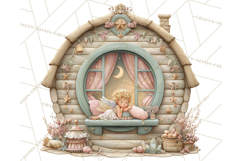 Cozy Christmas Village Window Clipart PNG for Crafts Product Image 2