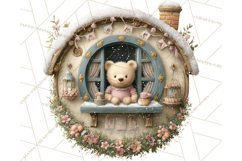 Cozy Christmas Village Window Clipart PNG for Crafts Product Image 3