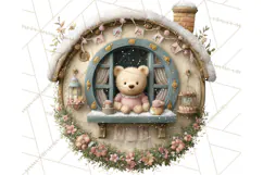 Cozy Christmas Village Window Clipart PNG for Crafts Product Image 3
