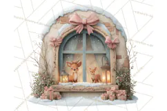 Cozy Christmas Village Window Clipart PNG for Crafts Product Image 3