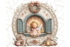 Cozy Christmas Village Window Clipart PNG for Crafts Product Image 4