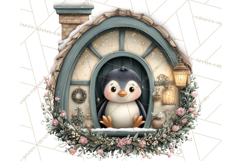 Cozy Christmas Village Window Clipart PNG for Crafts Product Image 5