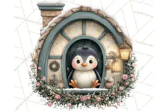 Cozy Christmas Village Window Clipart PNG for Crafts Product Image 5