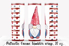 Patriotic Gnome Tumbler design. Sublimation PNG, 20 oz. Product Image 1