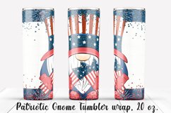 Patriotic Gnome Tumbler design. Sublimation PNG, 20 oz. Product Image 1